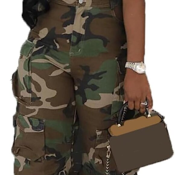 Casual Denim Jumpsuit Women Stretch Cargo Pockets Straight Leg All-Day Wear